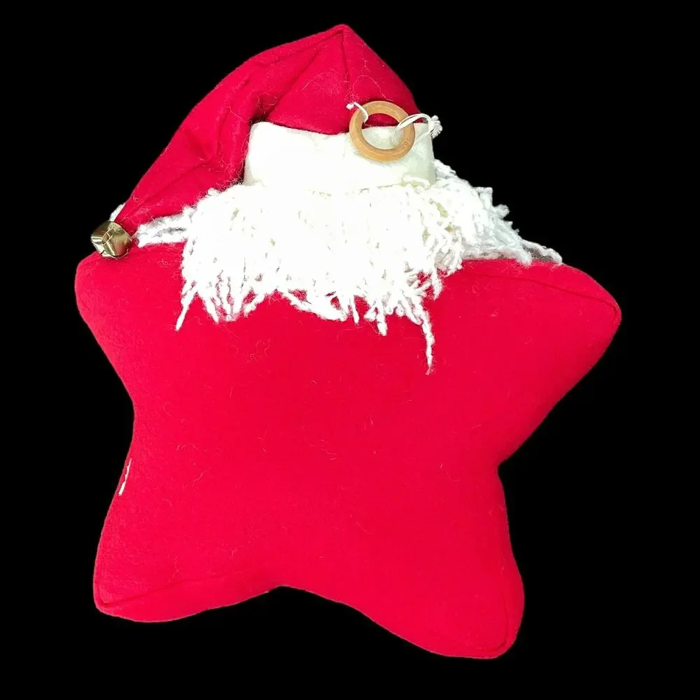 Star Shaped Santa Pillow Red White Grommet Christmas Snowflake READ Dscpt